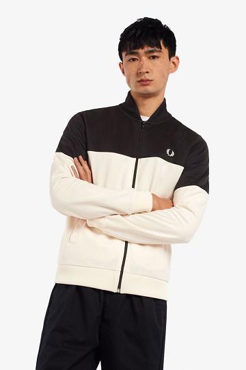 Black Fred Perry Colour Block Track Men's Jackets | PH 1187NWYB